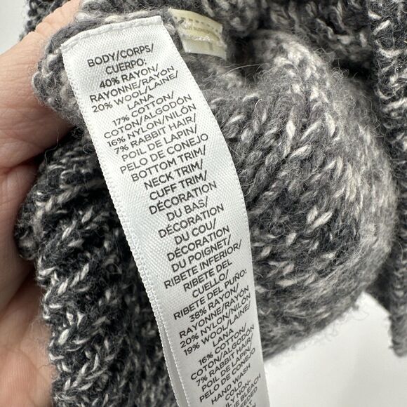 LOFT Sweater Womens XL Gray Pullover Wool Rabbit Hair Blend Chunky Knit - Picture 5 of 6